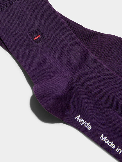 Aeyde | Jamie Cotton Socks Socks for Women | Purple | Luxury Materials | Handmade in Italy | Material Details