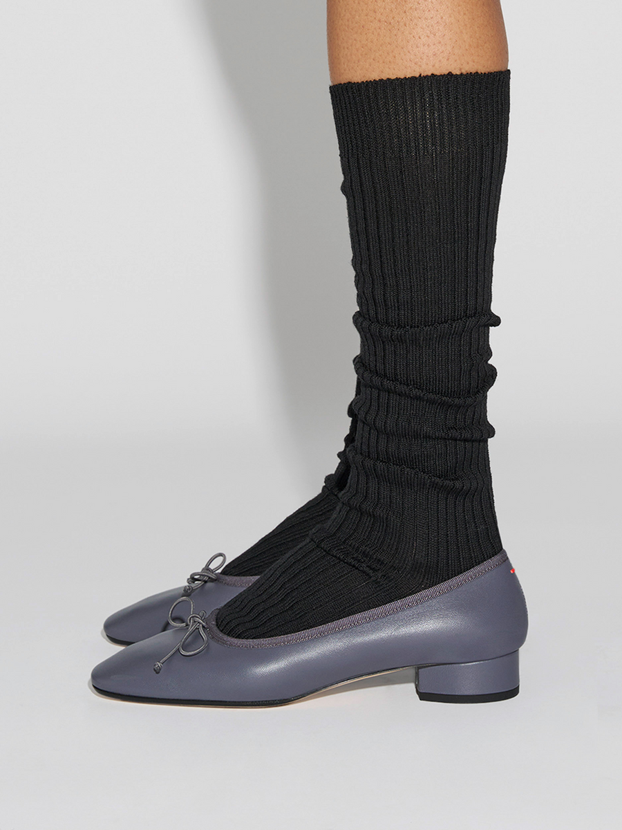 Aeyde | Jonah Wool Socks for Women | Black Wool | Luxury Materials | Handmade in Italy | How to Style