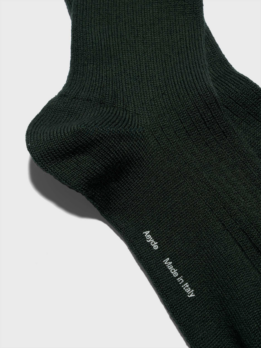 Aeyde | Jonah Wool Socks for Women | Moss Wool | Luxury Materials | Handmade in Italy | Material Details