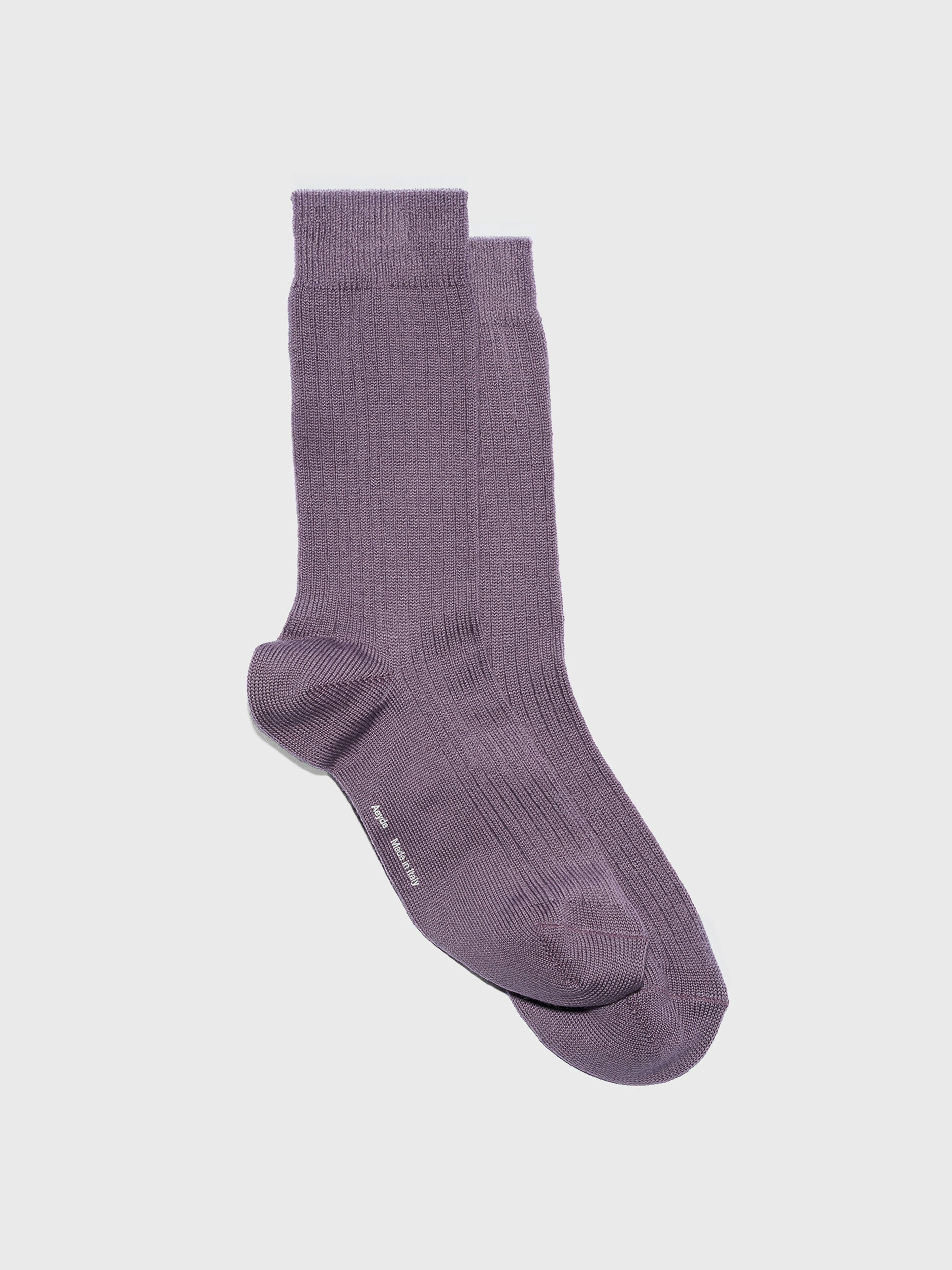 Aeyde | Jordan Wool Socks for Women | Dusty Purple Wool | Luxury Materials | Handmade in Italy