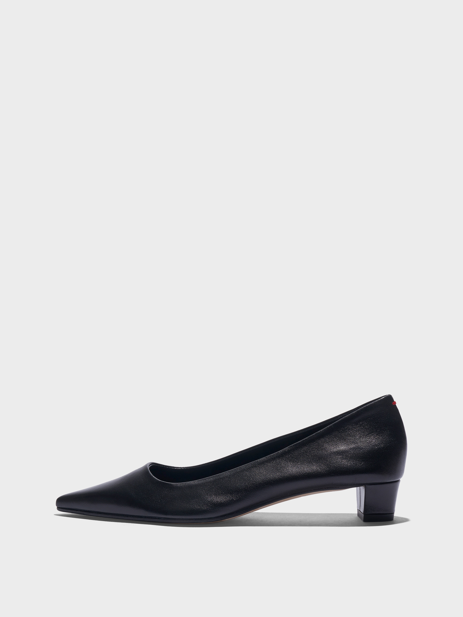 Aeyde | Judi Pointed Pumps Leather Pumps for Women | Black Nappa | Pointed Toe | Low Heel | Side View