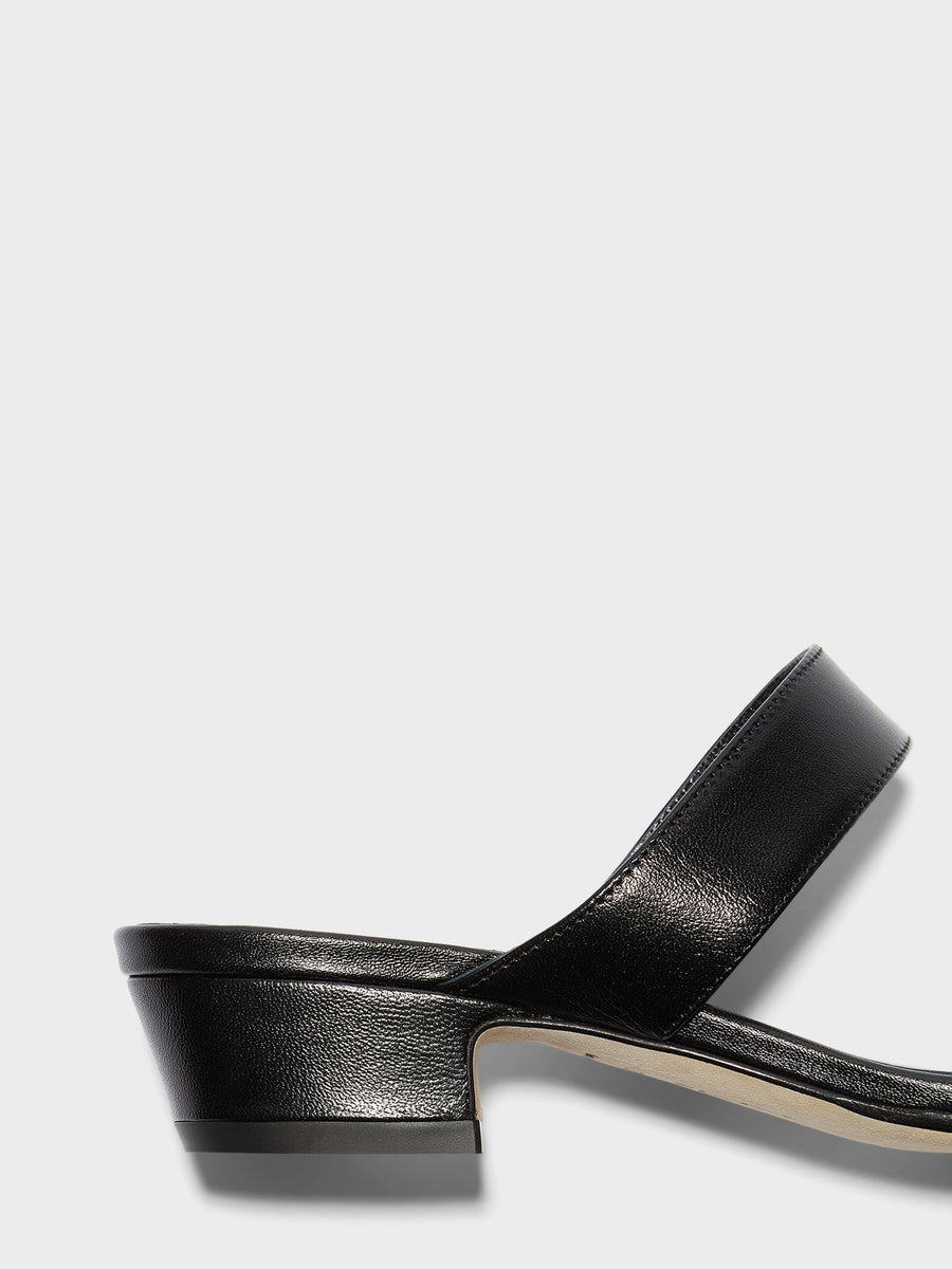 Aeyde | Kemi Leather Heeled Sandals for Women | Black Nappa | Square Toe | Mid Heel | Heel Details