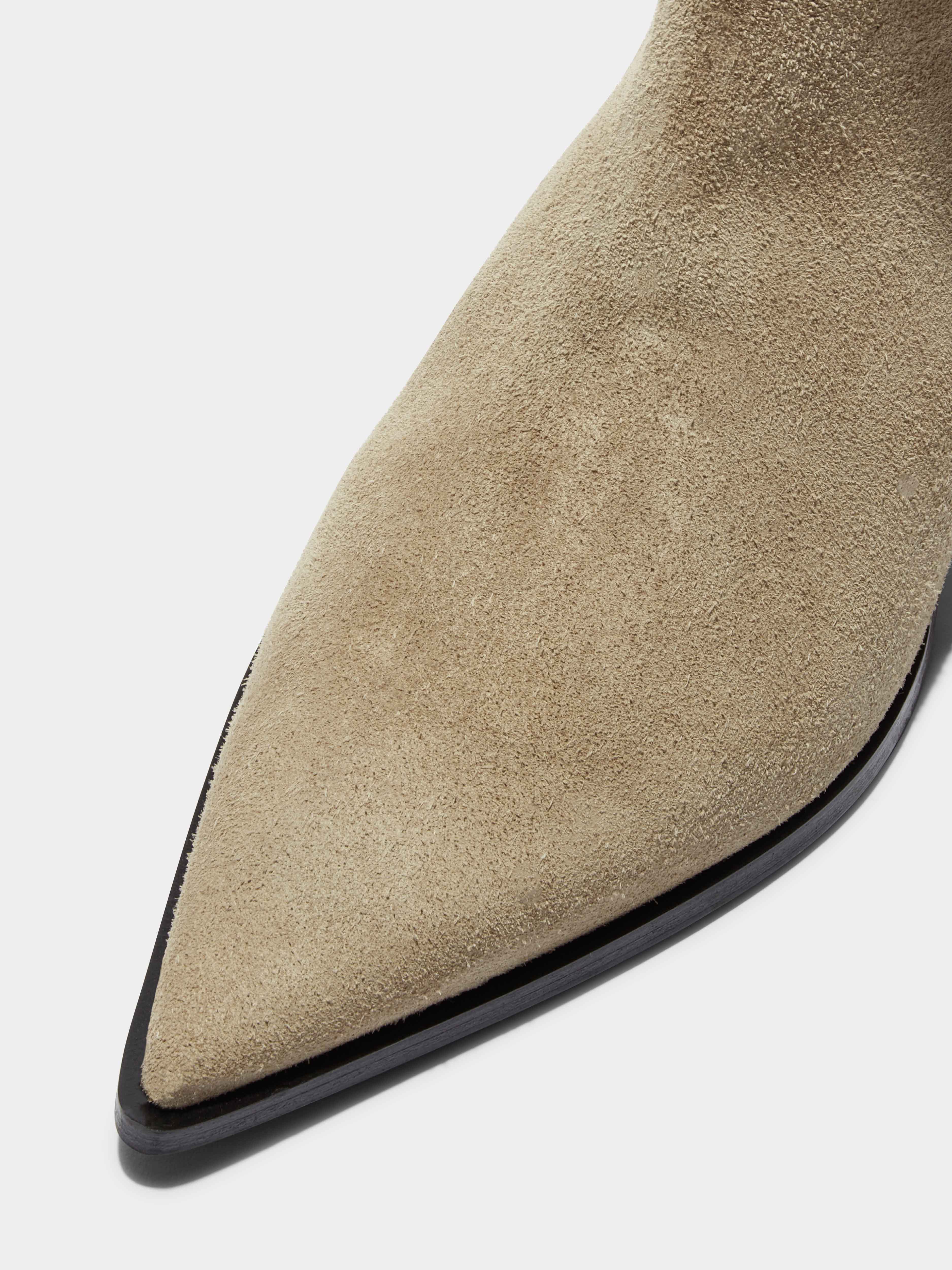 Aeyde | Kiki Suede Chelsea Boots Leather Ankle Boots for Women | Caramel Suede | Pointed Toe | Low Heel | Luxury Materials | Handmade in Italy