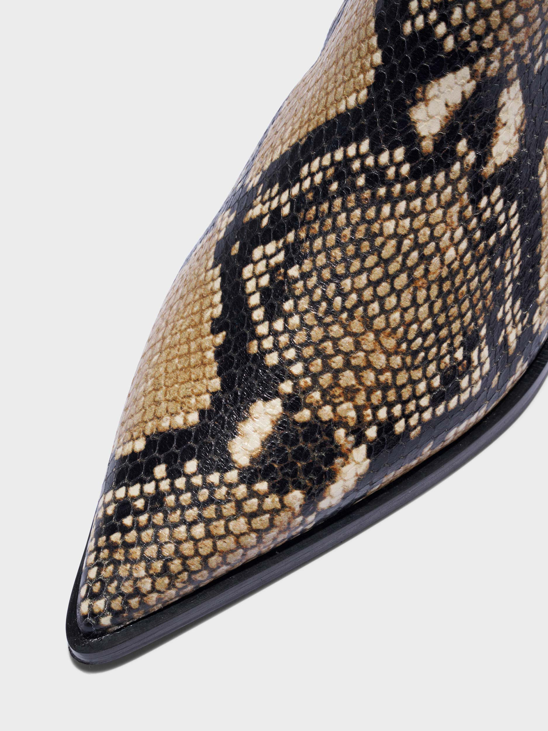 Aeyde | Kiki Leather Chelsea Boots Leather Ankle Boots for Women | Hazelnut Snake | Pointed Toe | Low Heel | Heel Details