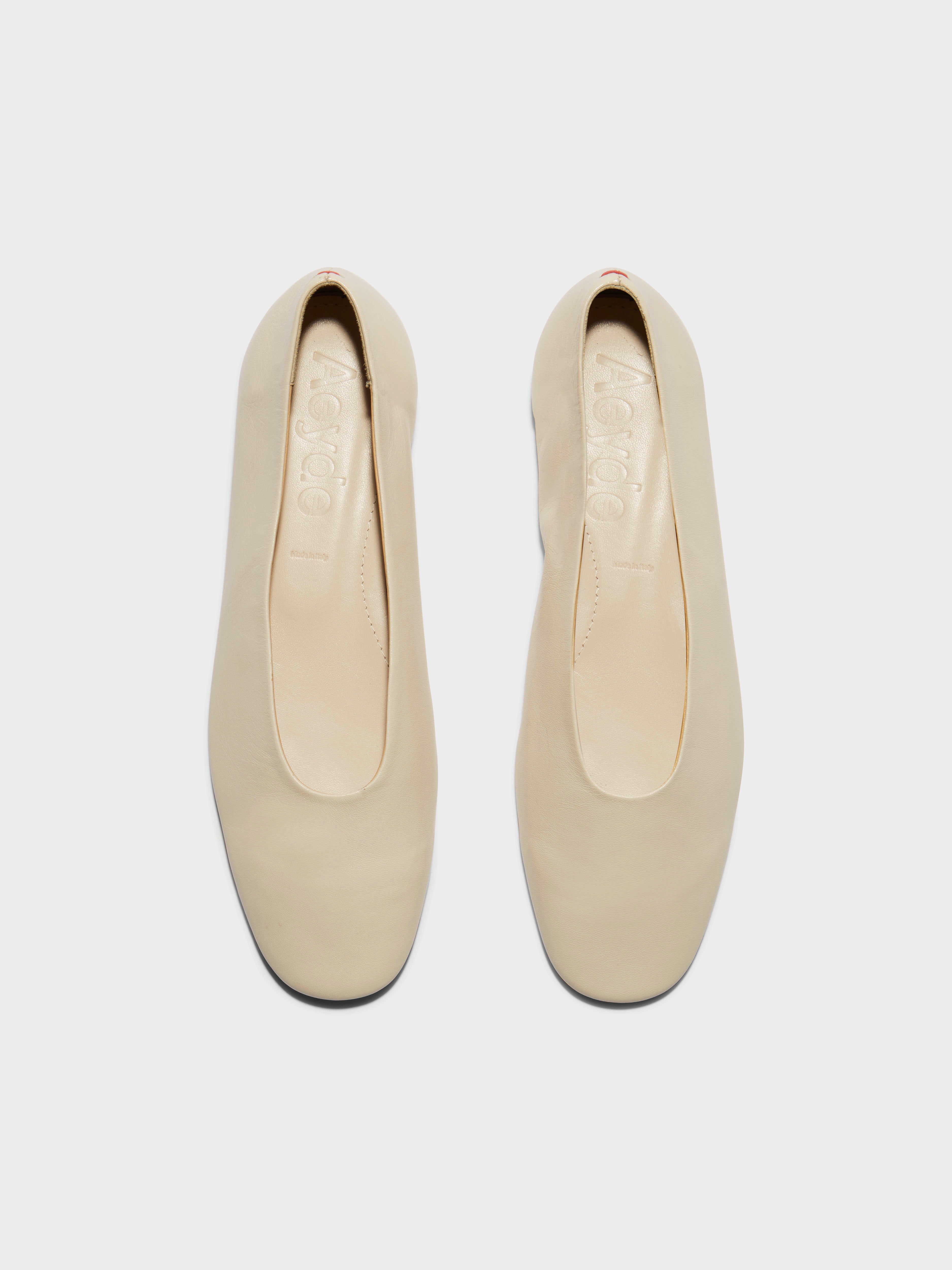 Aeyde | Kirsten Leather Flats for Women | Creamy Nappa | Round Toe | Flat Heel | Front View