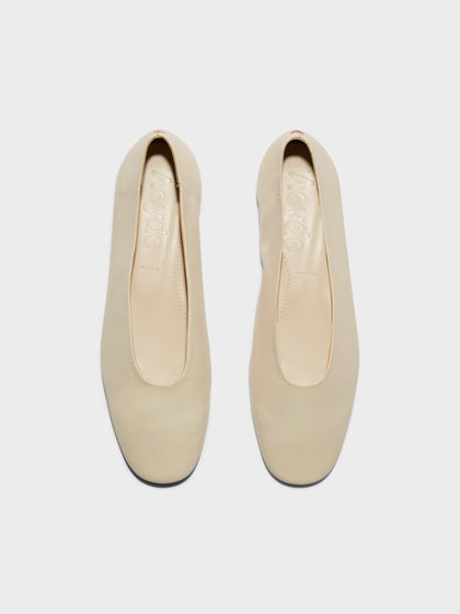 Aeyde | Kirsten Leather Flats for Women | Creamy Nappa | Round Toe | Flat Heel | Front View