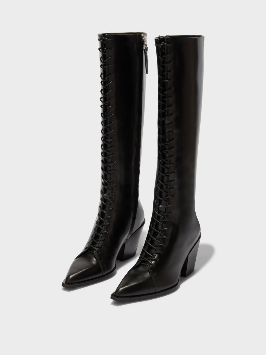 Kristina Leather Cowboy Knee-High Boots