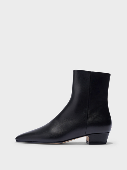 Aeyde | Lilia Leather Ankle Boots Leather Ankle Boots for Women | Black Calf | Square Toe | Low Heel | Side View