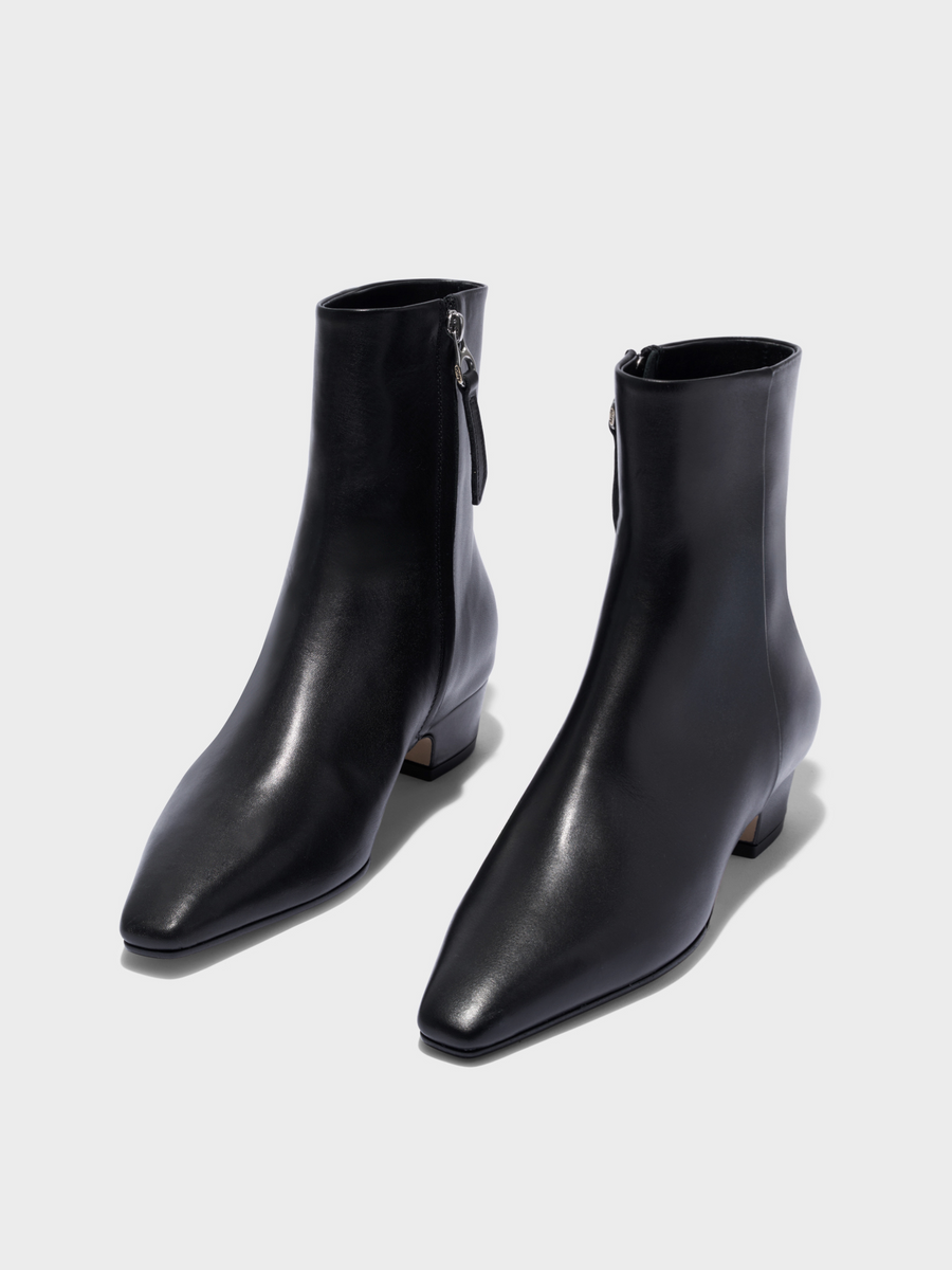 Aeyde | Lilia Leather Ankle Boots Leather Ankle Boots for Women | Black Calf | Square Toe | Low Heel | Luxury Materials | Handmade in Italy