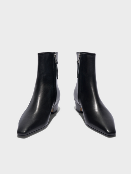 Aeyde | Lilia Leather Ankle Boots Leather Ankle Boots for Women | Black Calf | Square Toe | Low Heel | Heel Details