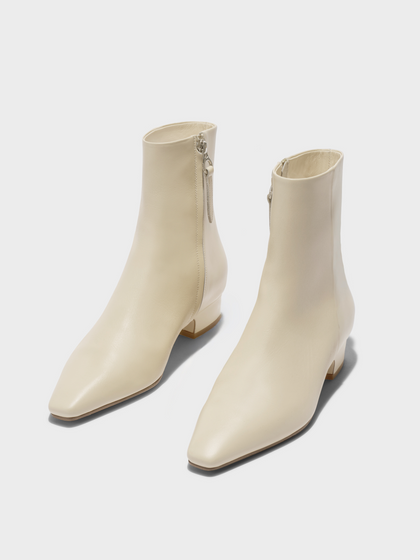 Aeyde | Lilia Leather Ankle Boots Leather Ankle Boots for Women | Creamy Calf | Square Toe | Low Heel | Luxury Materials | Handmade in Italy