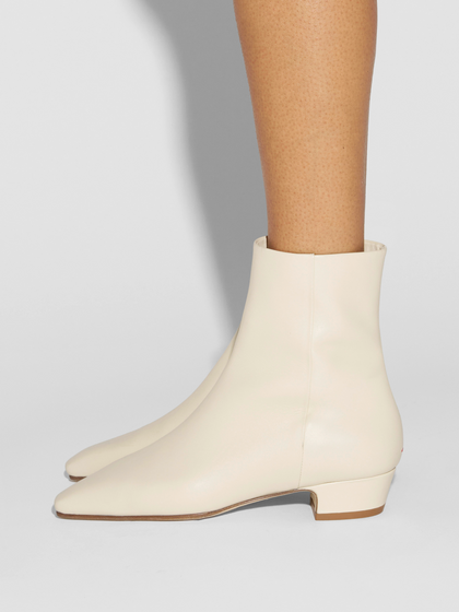 Aeyde | Lilia Leather Ankle Boots Leather Ankle Boots for Women | Creamy Calf | Square Toe | Low Heel | How to Style