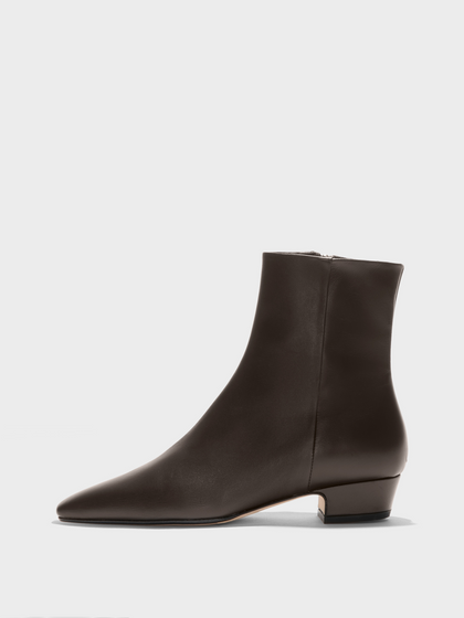 Aeyde | Lilia Leather Ankle Boots Leather Ankle Boots for Women | Moka Calf | Square Toe | Low Heel | Side View