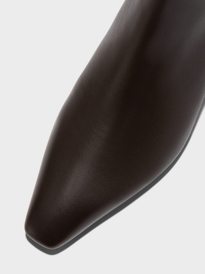 Aeyde | Lilia Leather Ankle Boots Leather Ankle Boots for Women | Moka Calf | Square Toe | Low Heel | Front View