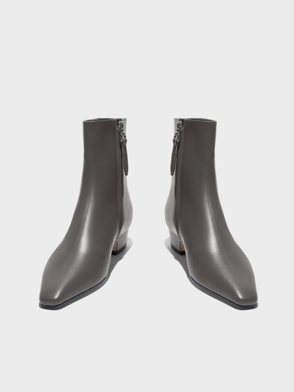 Aeyde | Lilia Leather Ankle Boots Leather Ankle Boots for Women | Taupe Calf | Square Toe | Low Heel | Heel Details