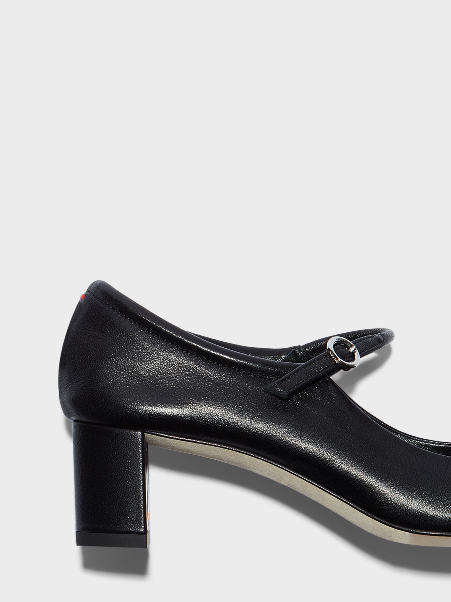 Aeyde | Lina Leather Pumps for Women | Black Nappa | Square Toe | Low Heel | Luxury Materials | Handmade in Italy