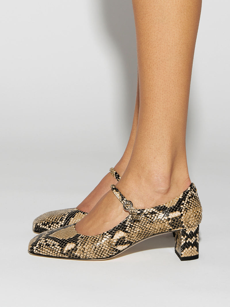 Lina Snake Print Mary-Janes