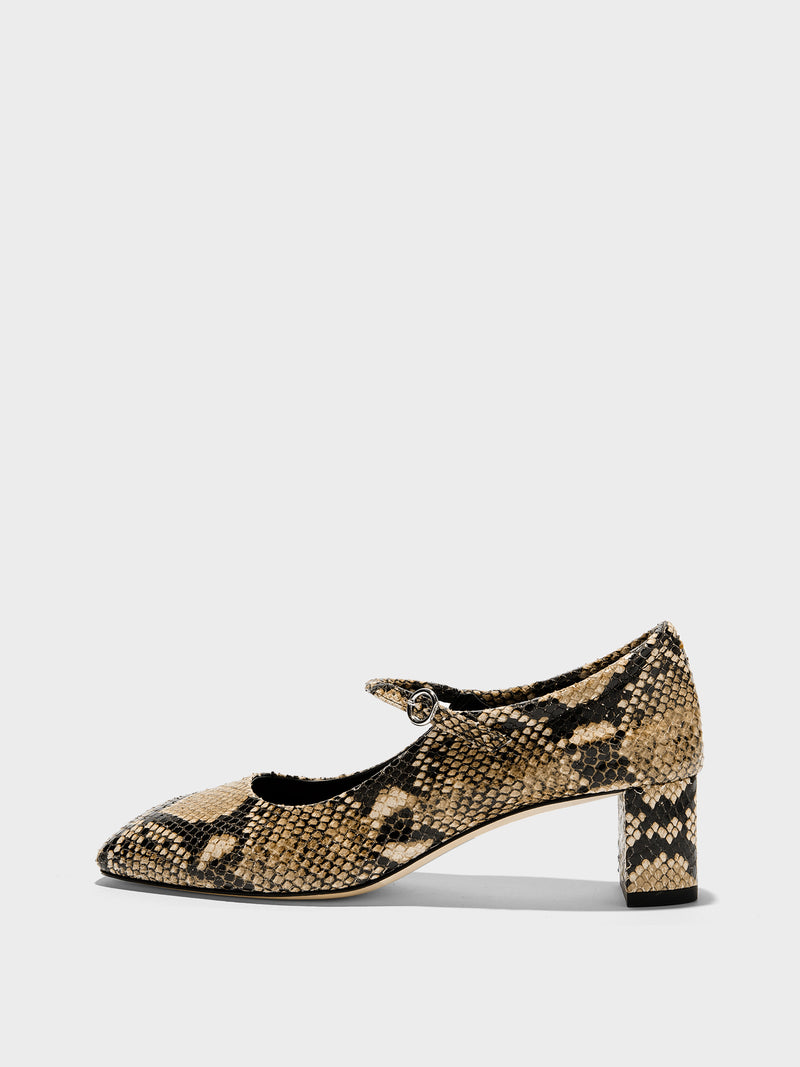 Lina Snake Print Mary-Janes