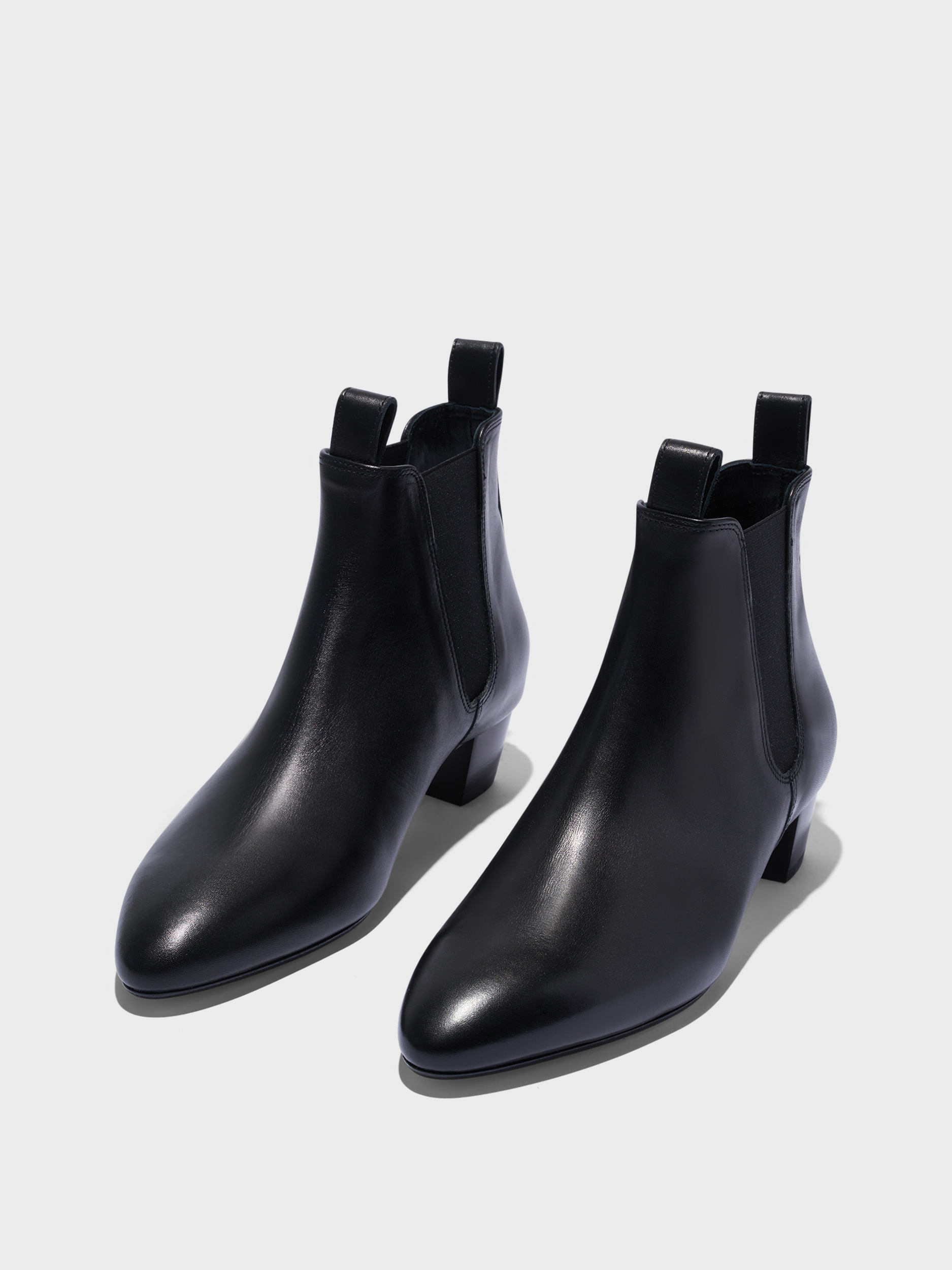 Aeyde | Malu Leather Ankle Boots Leather Ankle Boots for Women | Black Calf | Round Toe | Low Heel | Luxury Materials | Handmade in Italy
