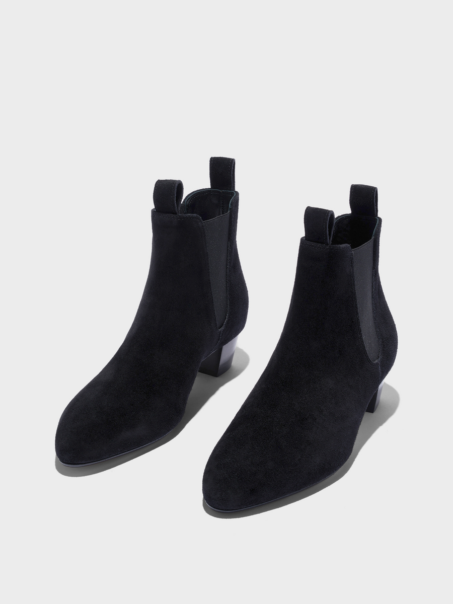Aeyde | Malu Leather Ankle Boots Leather Ankle Boots for Women | Moka Suede | Round Toe | Low Heel | Luxury Materials | Handmade in Italy