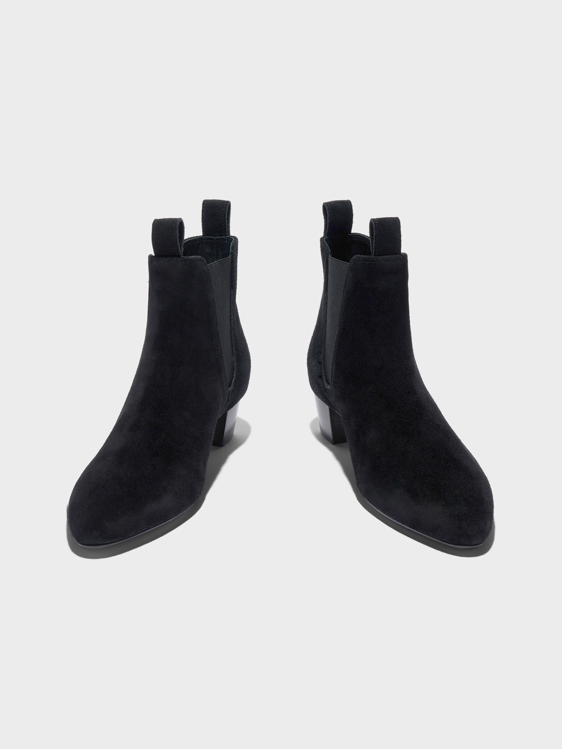Aeyde | Malu Leather Ankle Boots Leather Ankle Boots for Women | Moka Suede | Round Toe | Low Heel | Front View