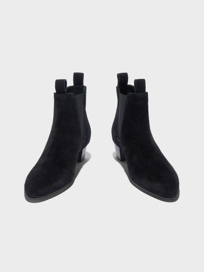 Aeyde | Malu Leather Ankle Boots Leather Ankle Boots for Women | Moka Suede | Round Toe | Low Heel | Front View