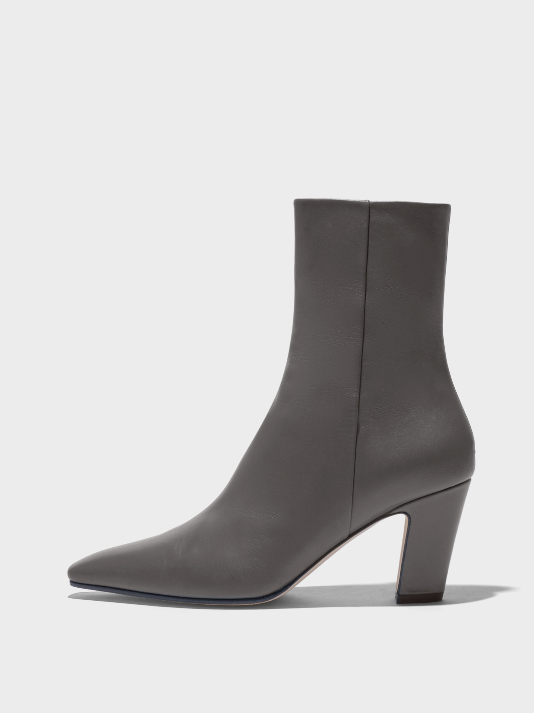 Aeyde | Maris Leather Ankle Boots Leather Ankle Boots for Women | Taupe Calf | Square Toe | High Heel | Side View