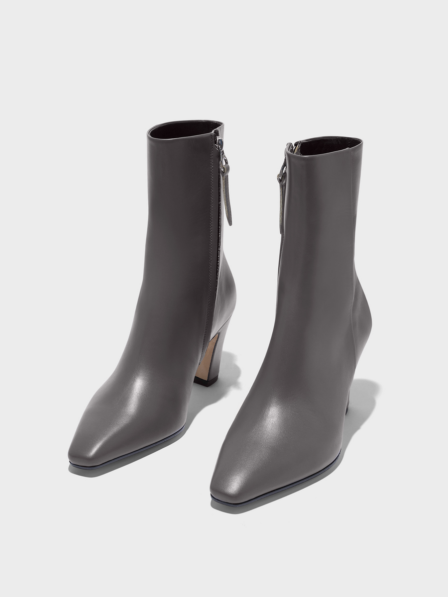 Aeyde | Maris Leather Ankle Boots Leather Ankle Boots for Women | Taupe Calf | Square Toe | High Heel | Luxury Materials | Handmade in Italy