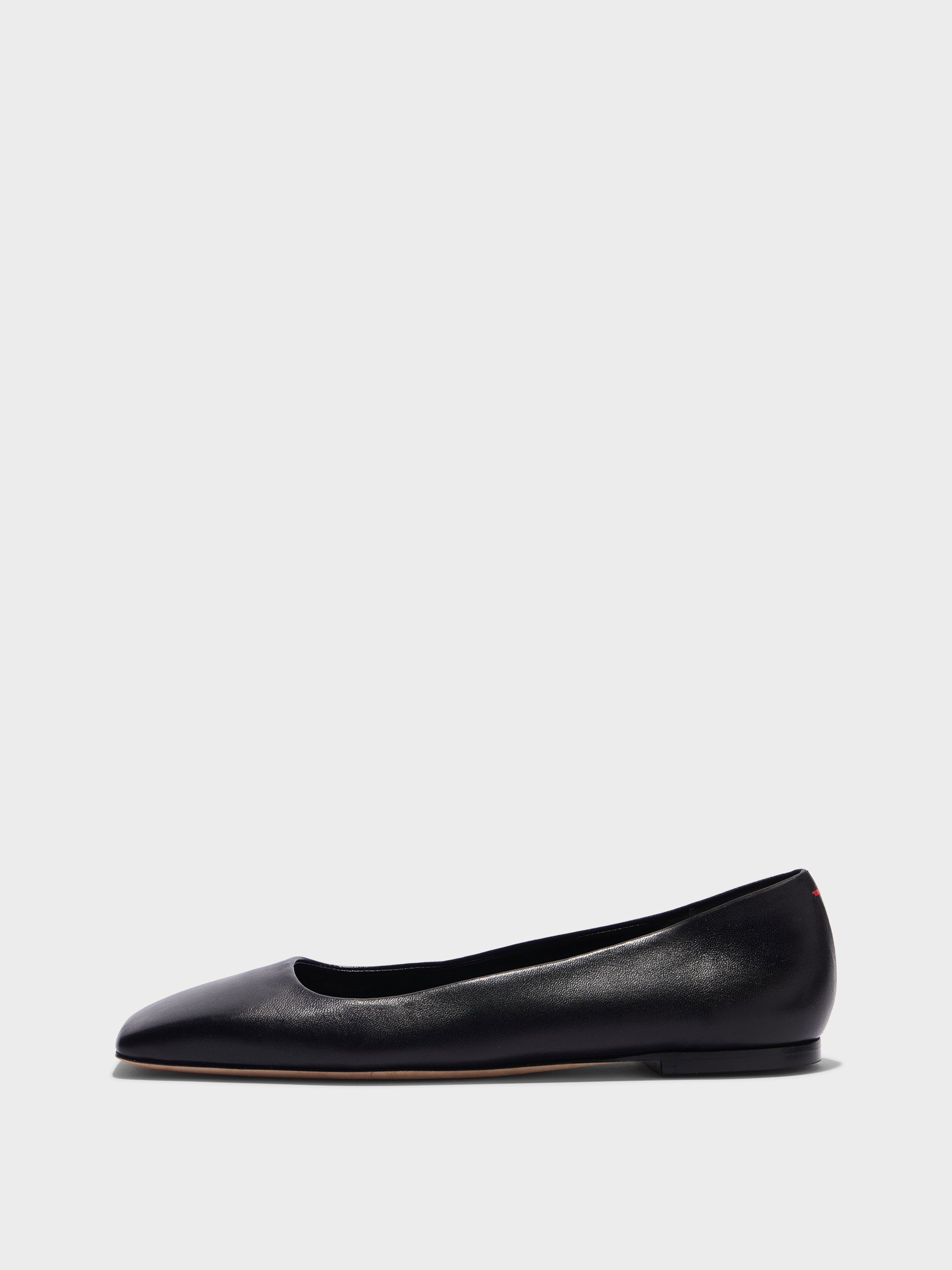 Aeyde | Matti Square-Toe Flats Leather  for Women | Black Nappa | Square Toe | Flat Heel | Side View