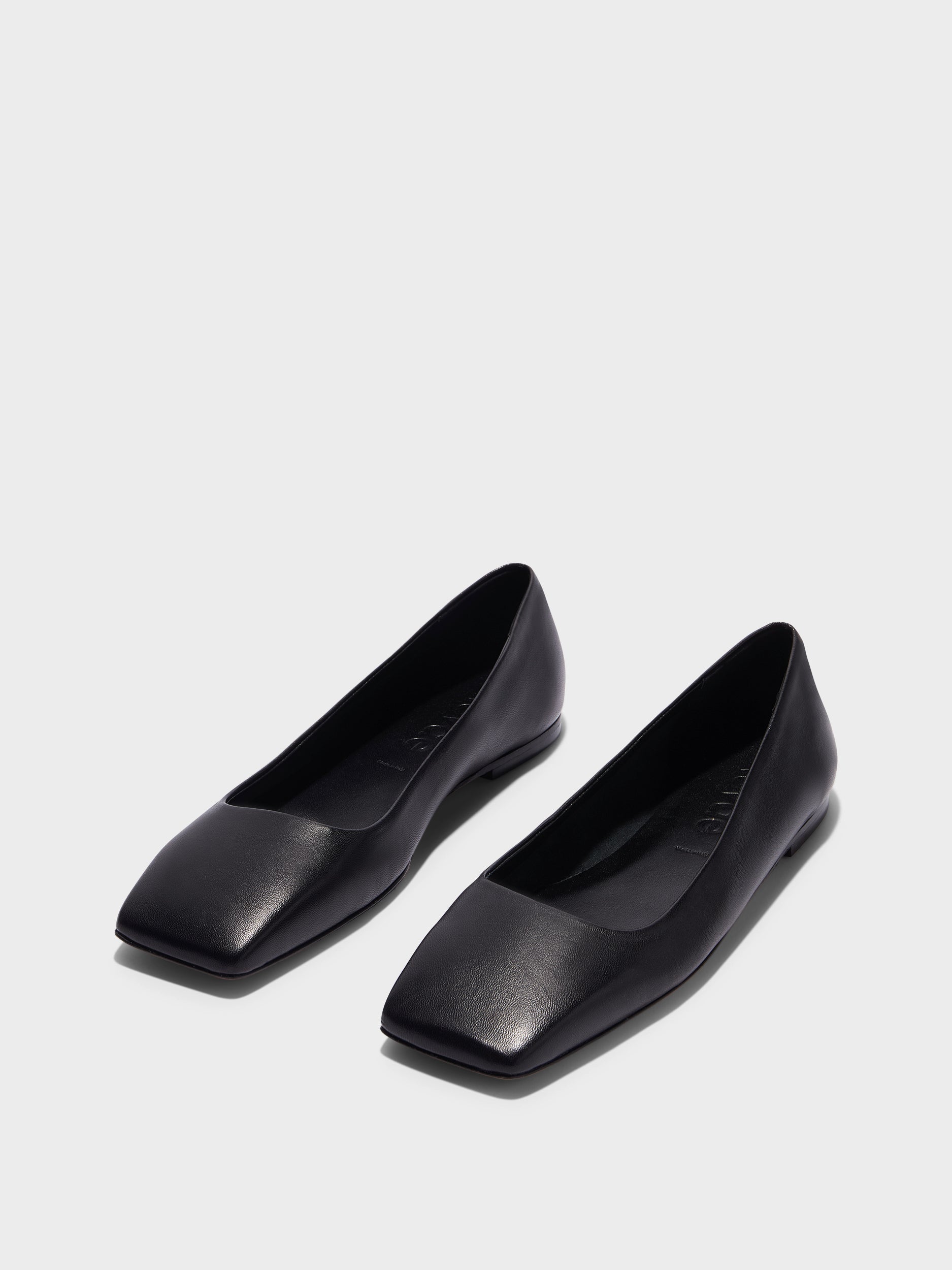 Aeyde | Matti Square-Toe Flats Leather  for Women | Black Nappa | Square Toe | Flat Heel | Luxury Materials | Handmade in Italy