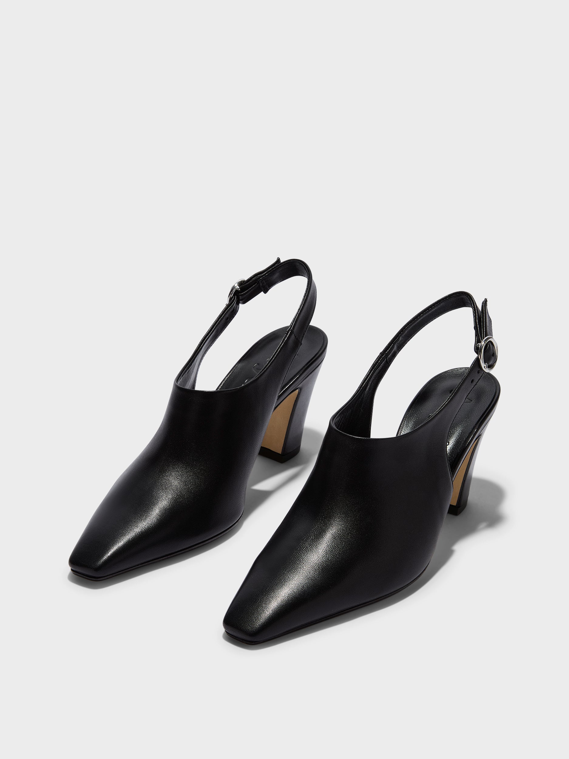 Aeyde | Maude Leather Pumps for Women | Black Nappa | Square Toe | High Heel | Luxury Materials | Handmade in Italy