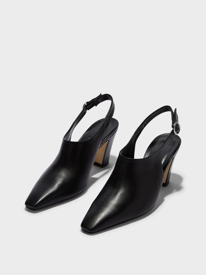 Aeyde | Maude Leather Pumps for Women | Black Nappa | Square Toe | High Heel | Luxury Materials | Handmade in Italy