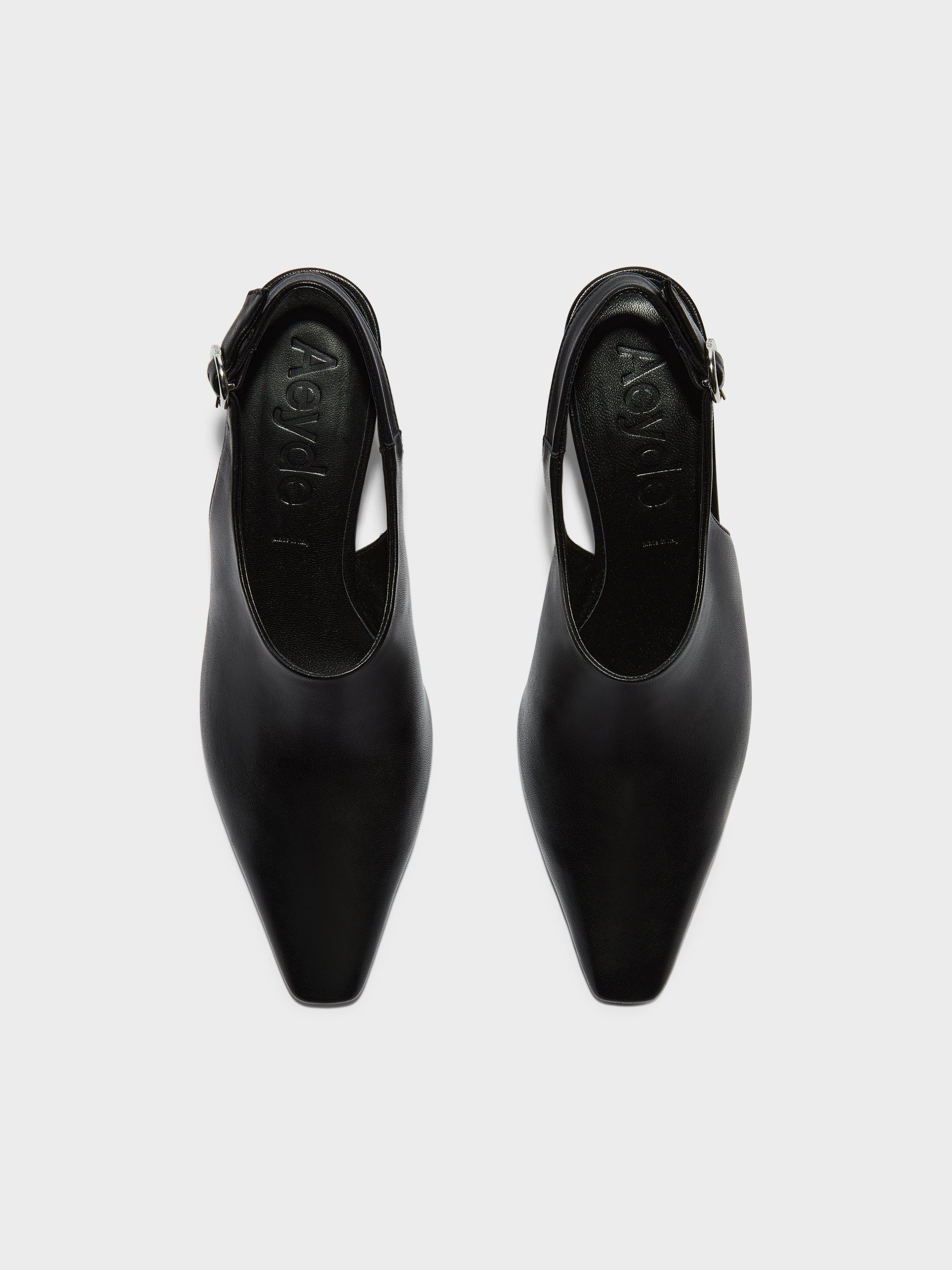 Aeyde | Maude Leather Pumps for Women | Black Nappa | Square Toe | High Heel | Front View