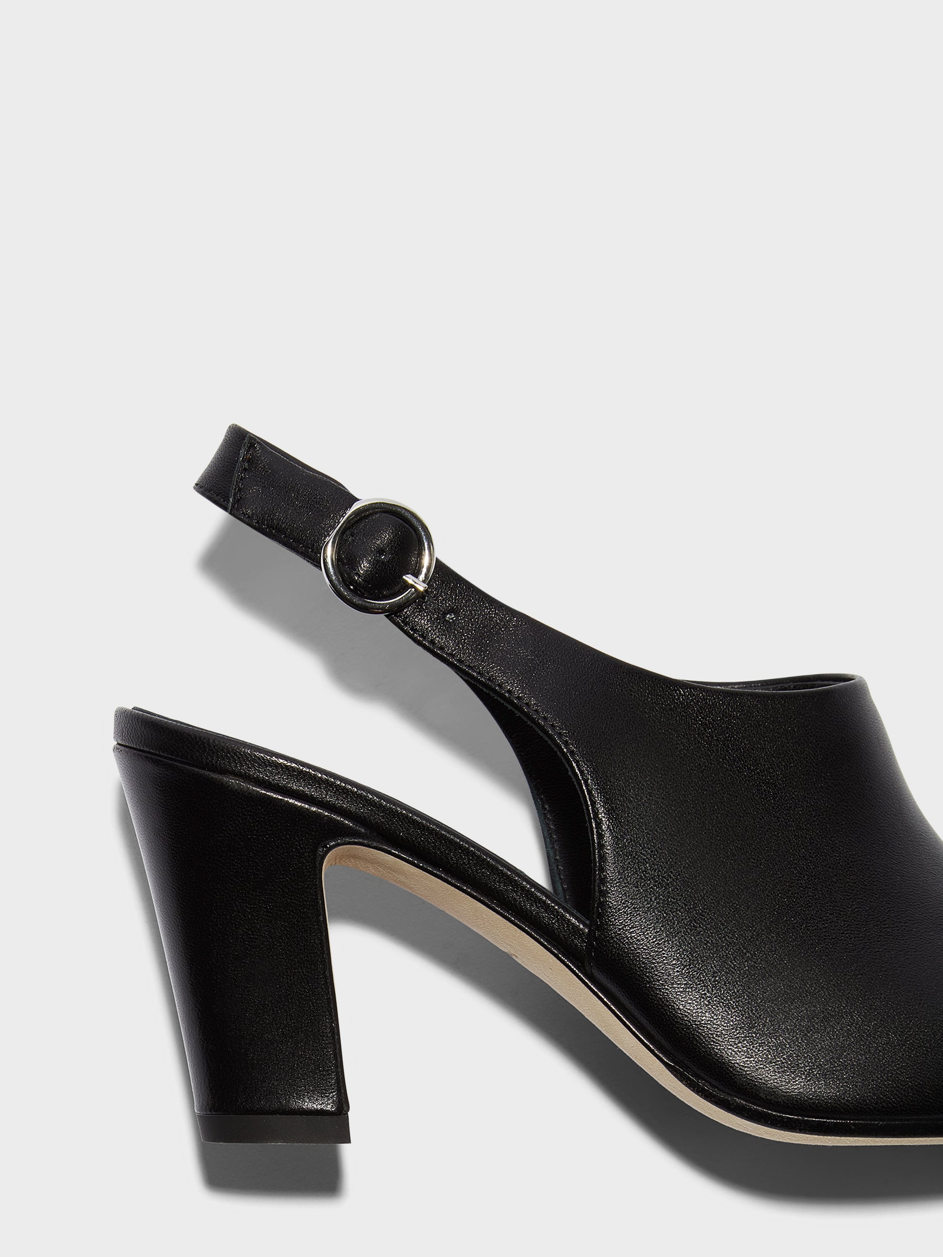 Aeyde | Maude Leather Pumps for Women | Black Nappa | Square Toe | High Heel | Heel Details