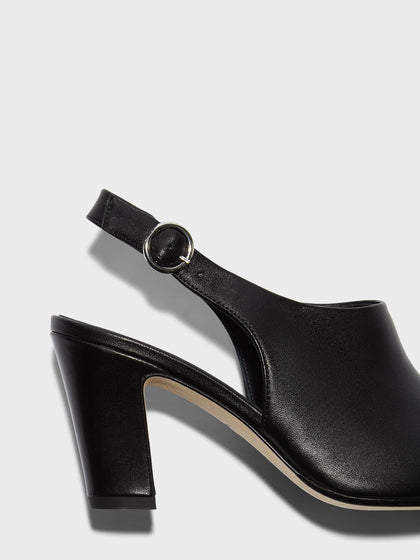 Aeyde | Maude Leather Pumps for Women | Black Nappa | Square Toe | High Heel | Heel Details