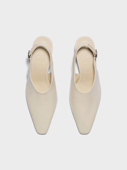 Aeyde | Maude Leather Pumps for Women | Creamy Nappa | Square Toe | High Heel | Front View