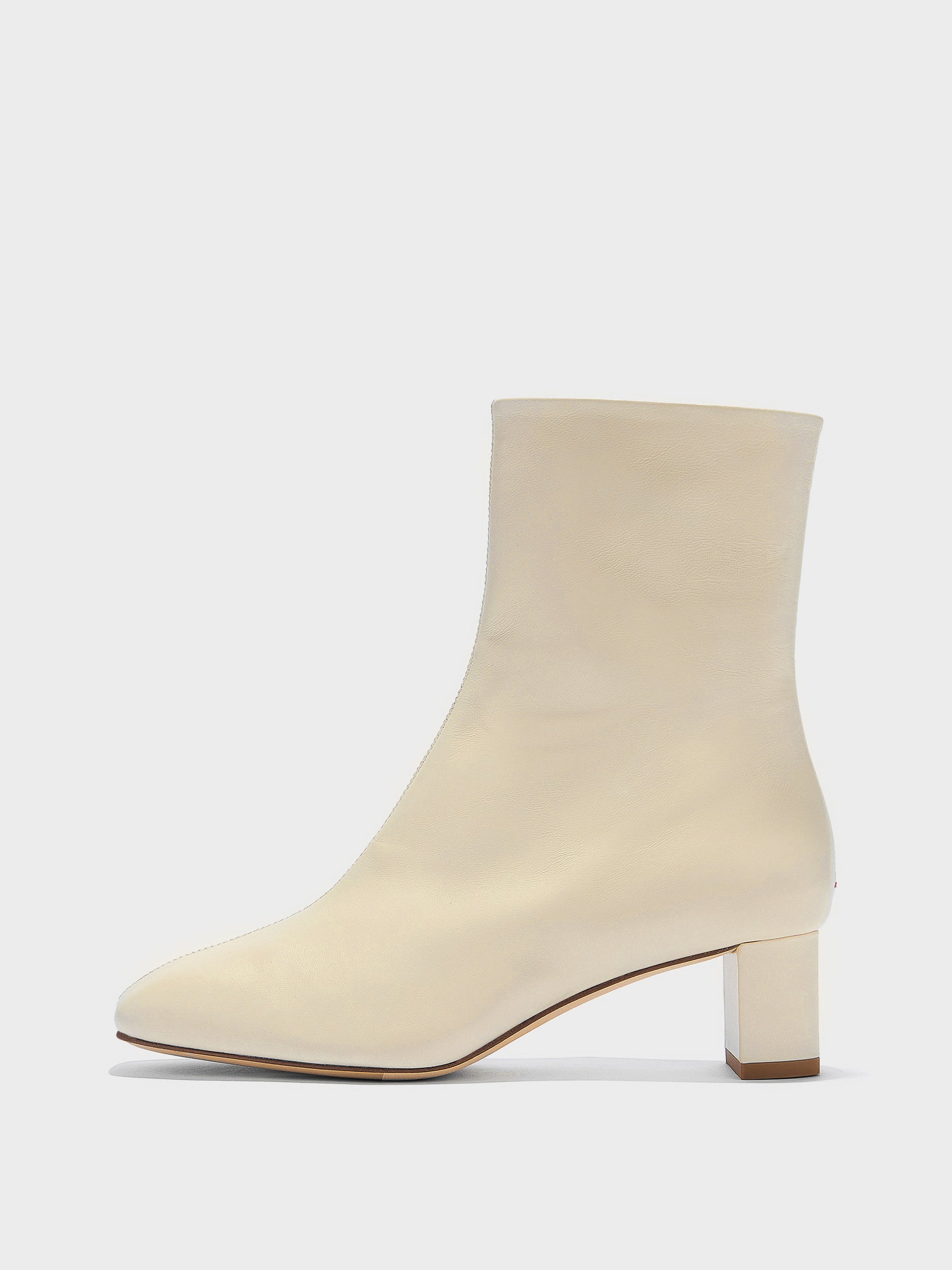 Aeyde | Millie Leather Ankle Boots for Women | Creamy Nappa | Square Toe | Low Heel | Side View