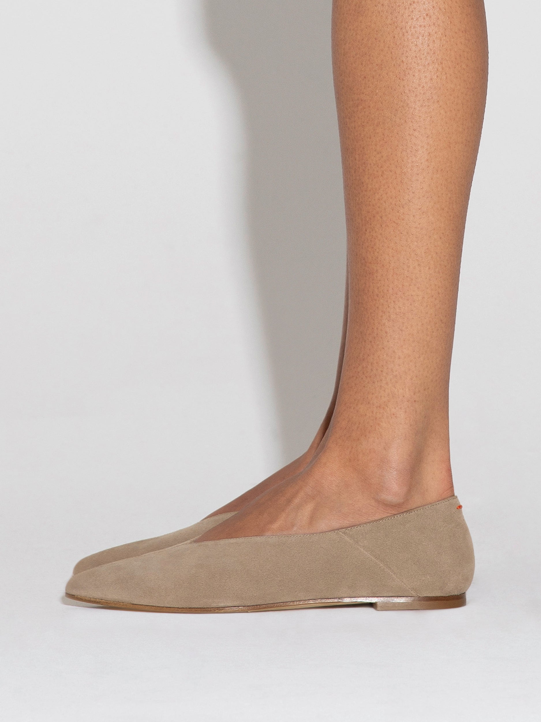Aeyde | Moa Leather Flats for Women | Stone Suede | Pointed Toe | Flat Heel | How to Style