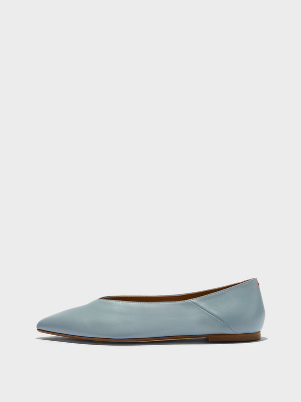 Aeyde | Moa Leather Flats for Women | Glass Nappa | Pointed Toe | Flat Heel | Side View