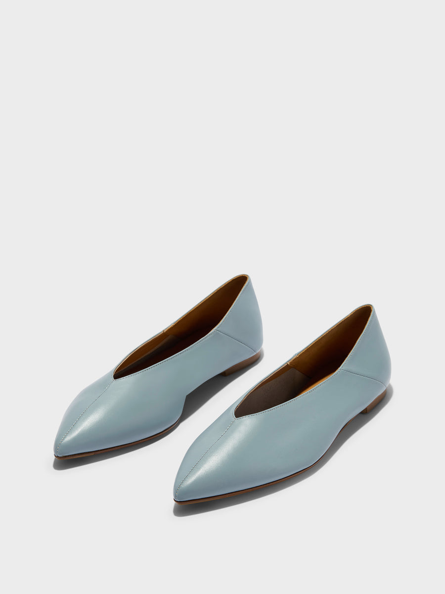 Aeyde | Moa Leather Flats for Women | Glass Nappa | Pointed Toe | Flat Heel | Luxury Materials | Handmade in Italy