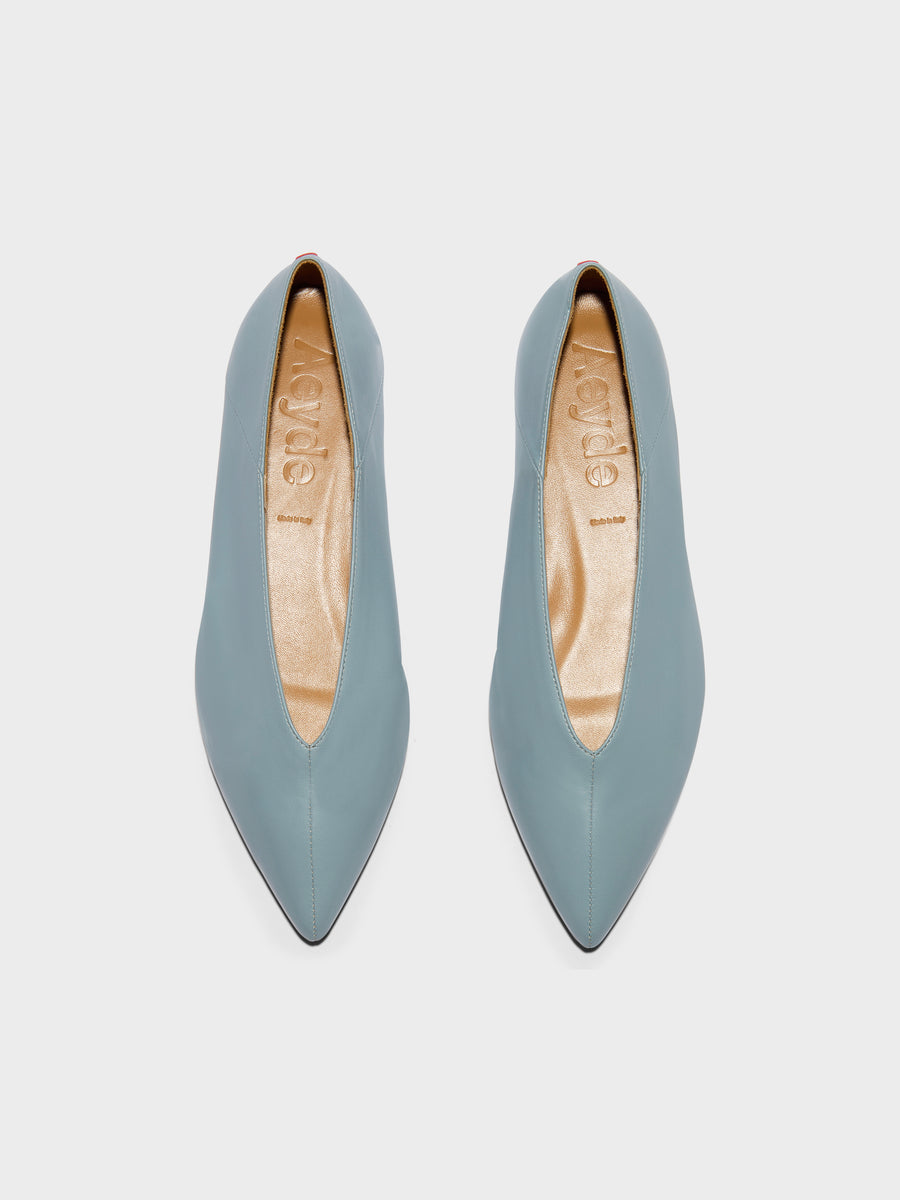 Aeyde | Moa Leather Flats for Women | Glass Nappa | Pointed Toe | Flat Heel | Front View