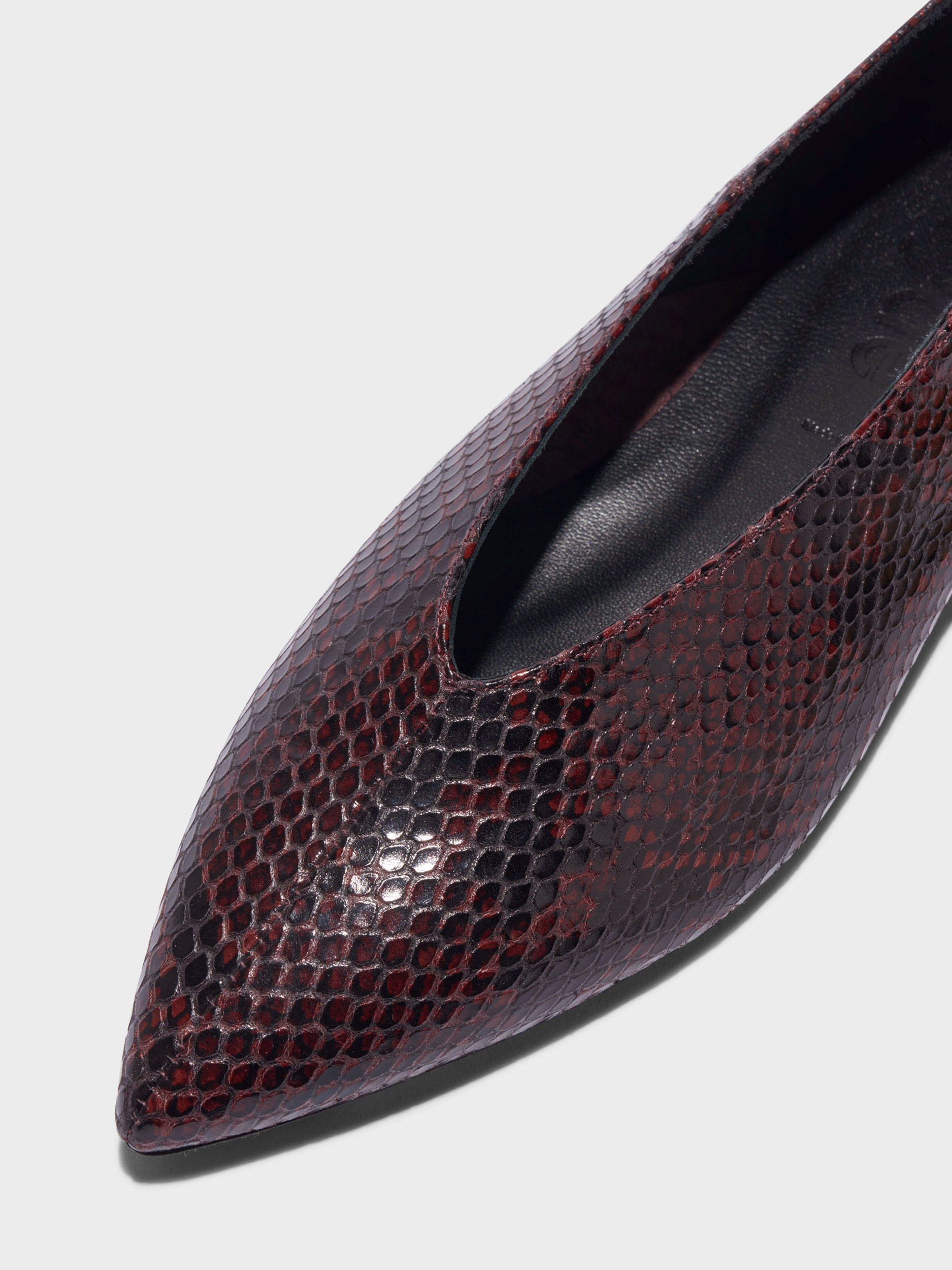Aeyde | Moa Pointed-Toe Flats Leather Flats for Women | Port Snake | Pointed Toe | Flat Heel | Heel Details