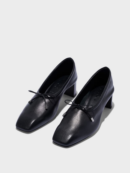 Aeyde | Narissa Glove Leather Pumps for Women | Black Lambskin | Square Toe | Mid Heel | Luxury Materials | Handmade in Italy