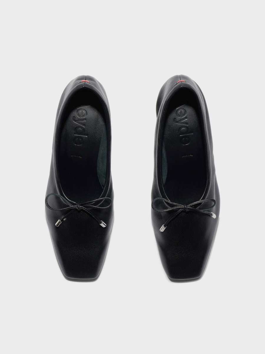 Aeyde | Narissa Glove Leather Pumps for Women | Black Lambskin | Square Toe | Mid Heel | Front View
