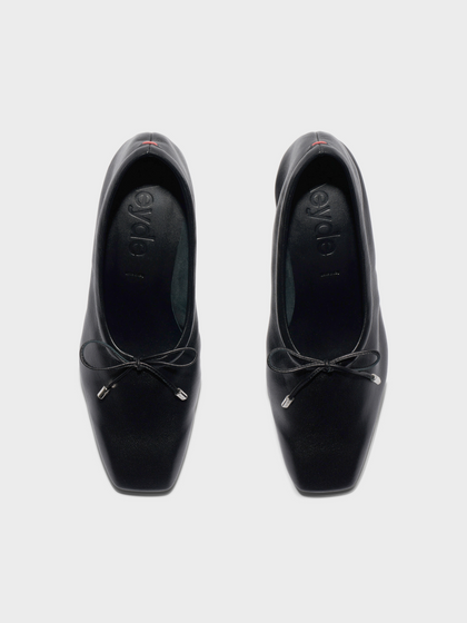 Aeyde | Narissa Glove Leather Pumps for Women | Black Lambskin | Square Toe | Mid Heel | Front View