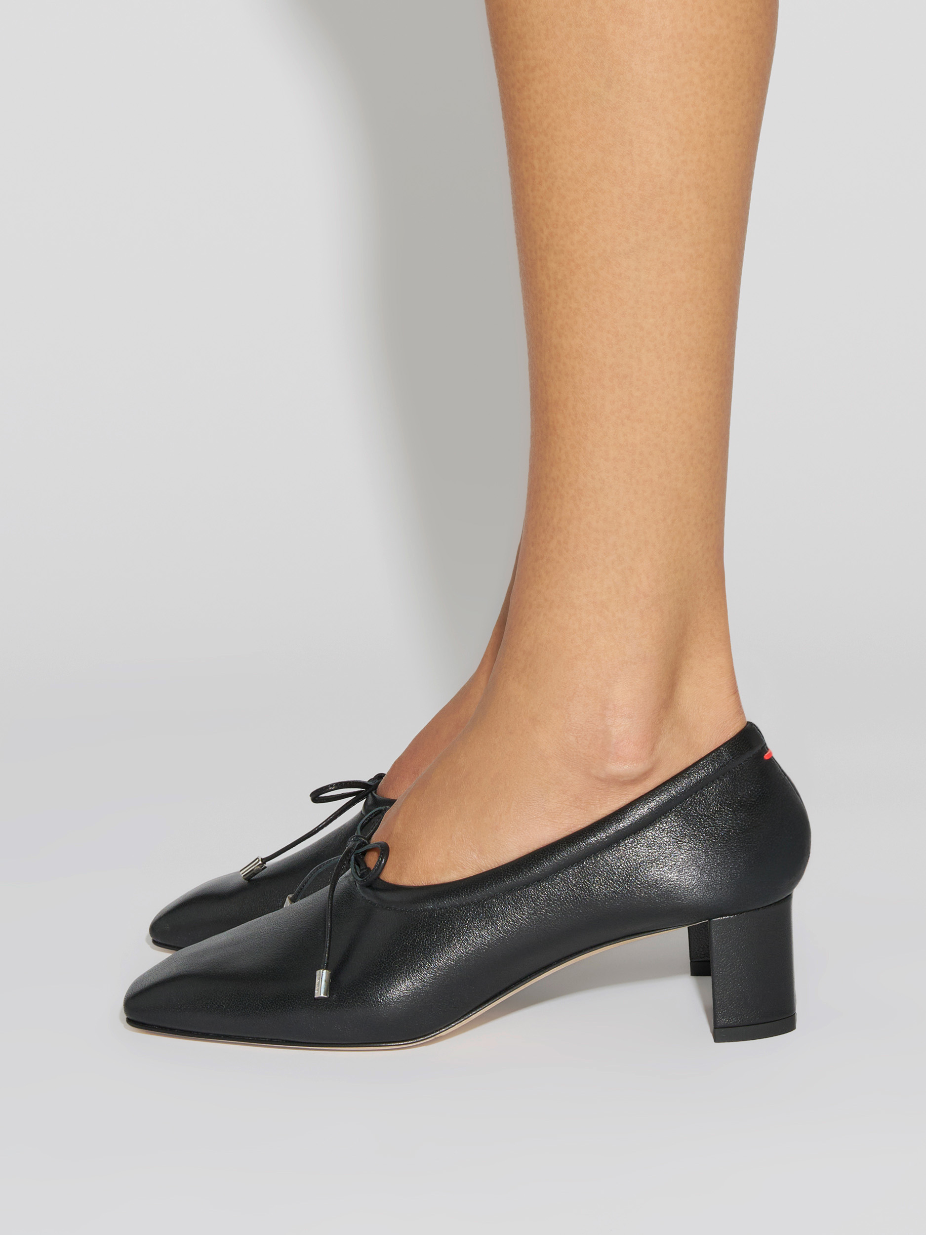 Aeyde | Narissa Glove Leather Pumps for Women | Black Lambskin | Square Toe | Mid Heel | How to Style