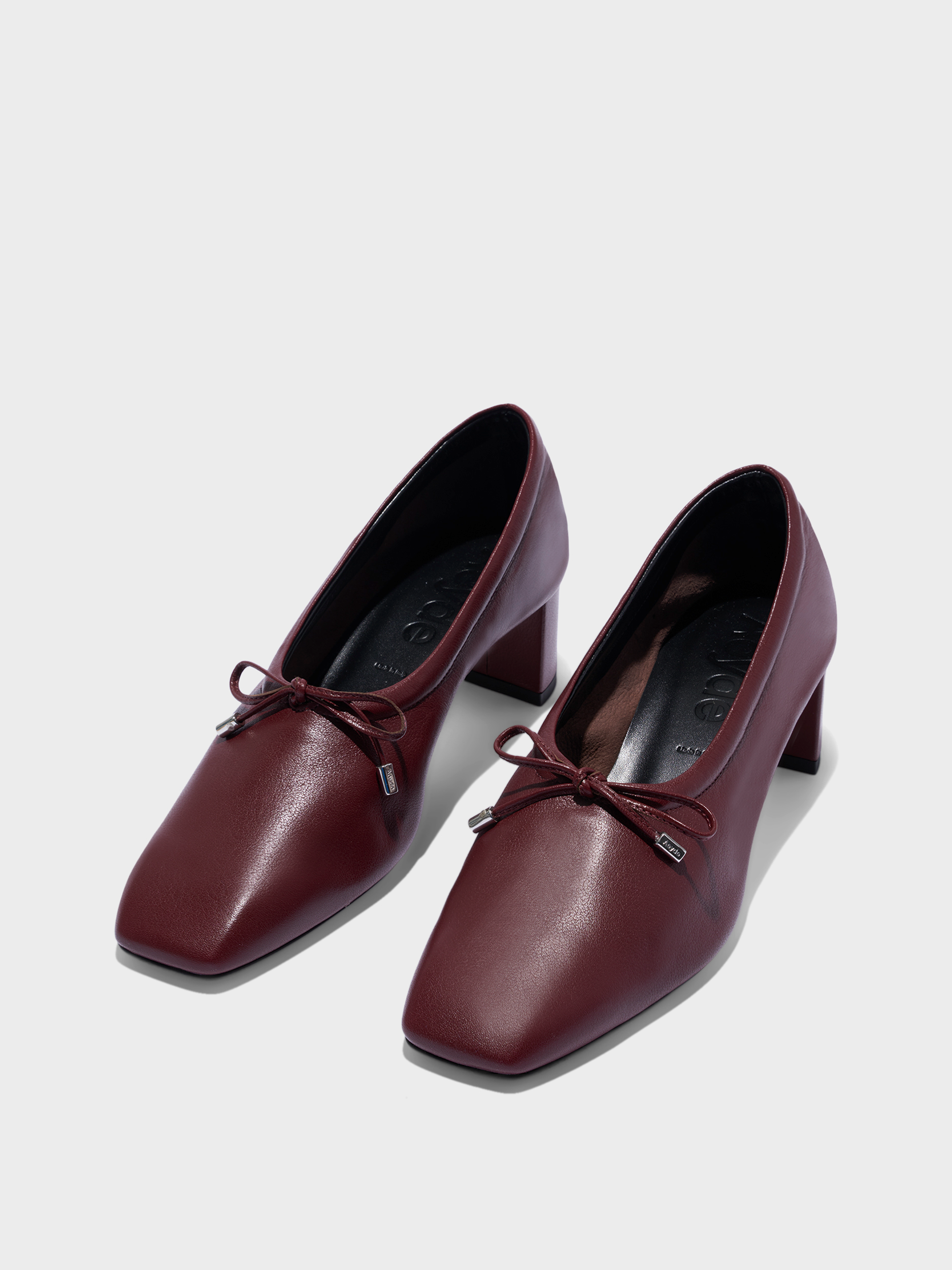Aeyde | Narissa Glove Leather Pumps for Women | Port Lambskin | Square Toe | Mid Heel | Luxury Materials | Handmade in Italy