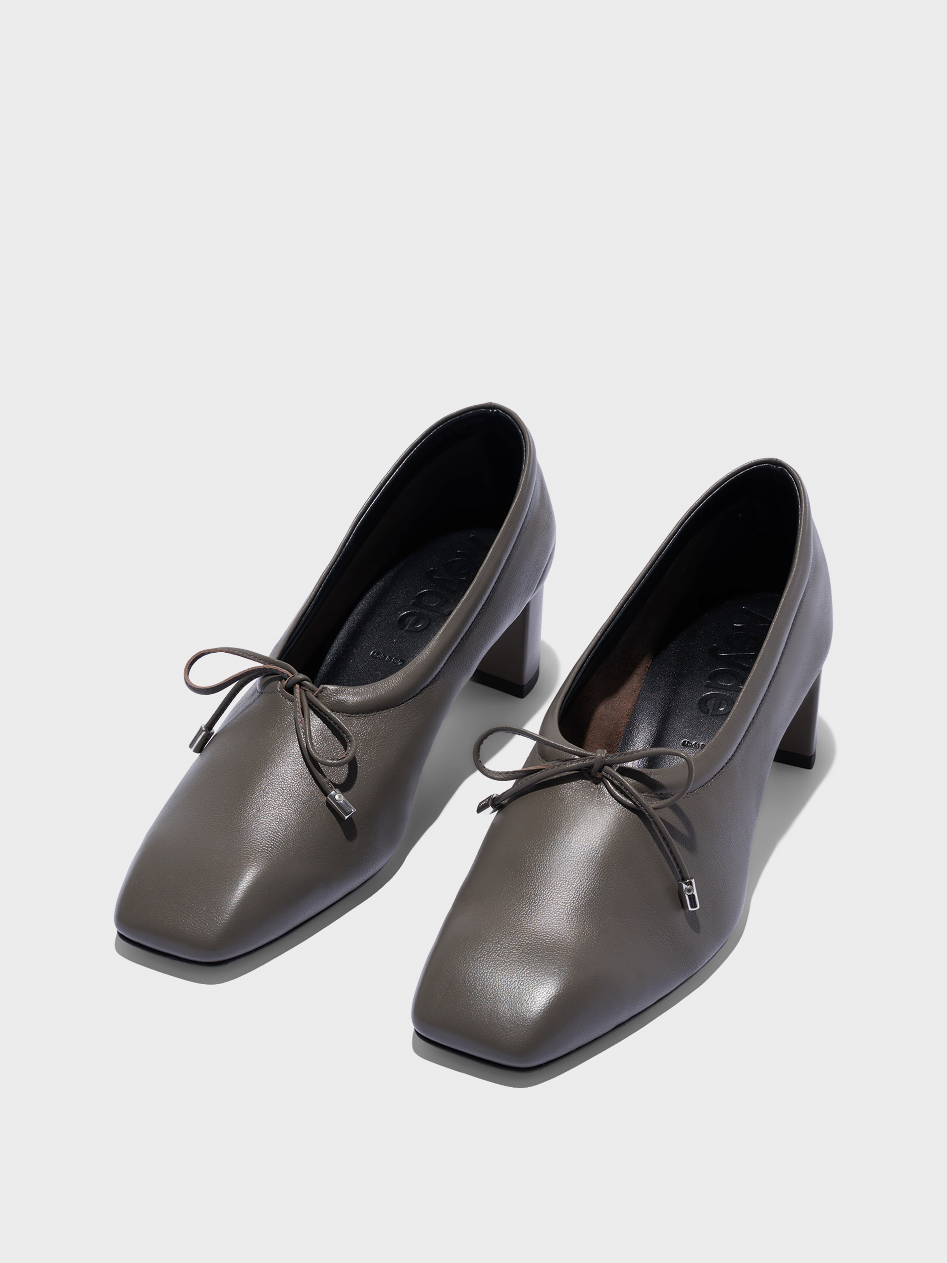 Aeyde | Narissa Glove Leather Pumps for Women | Taupe Lambskin | Square Toe | Mid Heel | Luxury Materials | Handmade in Italy