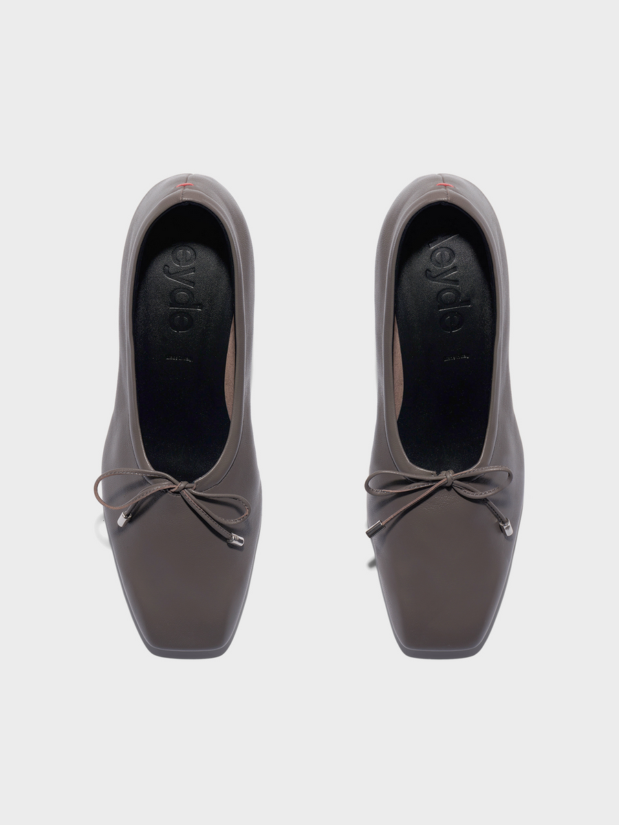 Aeyde | Narissa Glove Leather Pumps for Women | Taupe Lambskin | Square Toe | Mid Heel | Front View