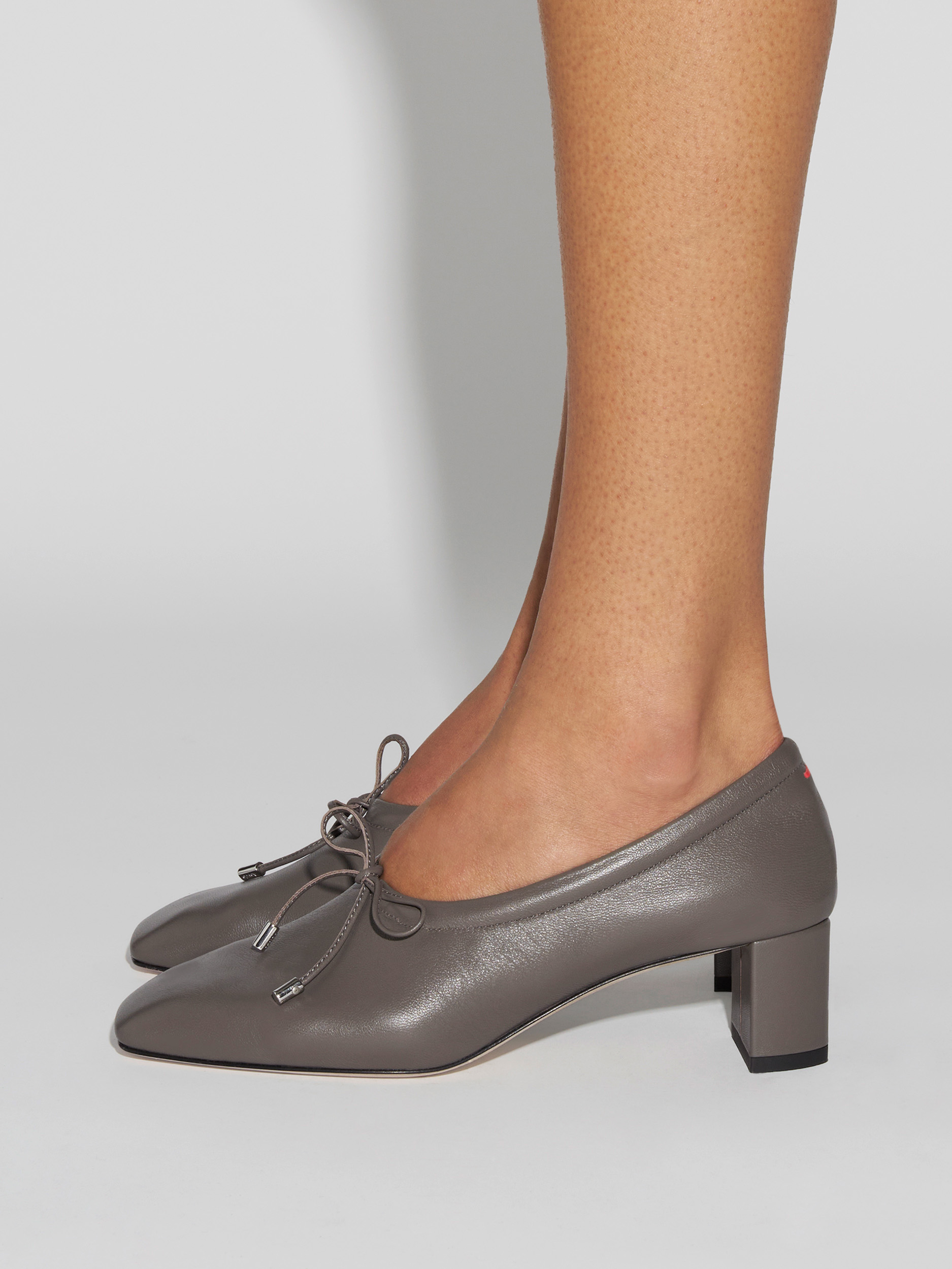Aeyde | Narissa Glove Leather Pumps for Women | Taupe Lambskin | Square Toe | Mid Heel | How to Style